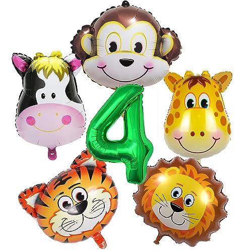 WAHYGG Waldtiere Geburtstag Deko 4 Jahr, Luftballon Tiere Geburtstag Deko, Geburtstagsdeko Junge Mädchen, Waldtiere Kindergeburtstag Set von WAHYGG