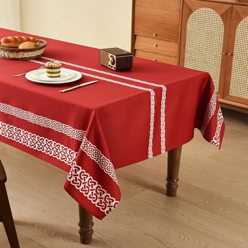 WAITER TREE Rechteckige Tischdecke Keltische Knotenbedruckte Leinentischdecke Wasser- und knitterfreie waschbare dekorative Tischdecke St. Patrick's Day Weihnachtsfeiern Partys Rot 140 × 180 cm WAITER TREE Rechteckige Tischdecke Keltische Knotenbedruckte Leinentischdecke Wasser- und knitterfreie waschbare dekorative Tischdecke St. Patrick's Day Weihnachtsfeiern Partys Rot 140 × 180 cm von WAITER TREE