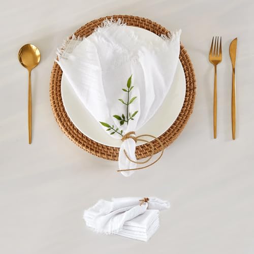 WAITER TREE Stoffservietten weiche Reine Baumwolle mit Fransen atmungsaktiv quadratisch rustikal handgefertigte Servietten für Abendessen Partys Hochzeiten 49 cm * 49 cm Hellweiß WAITER TREE Stoffservietten weiche Reine Baumwolle mit Fransen atmungsaktiv quadratisch rustikal handgefertigte Servietten für Abendessen Partys Hochzeiten 49 cm * 49 cm Hellweiß von WAITER TREE