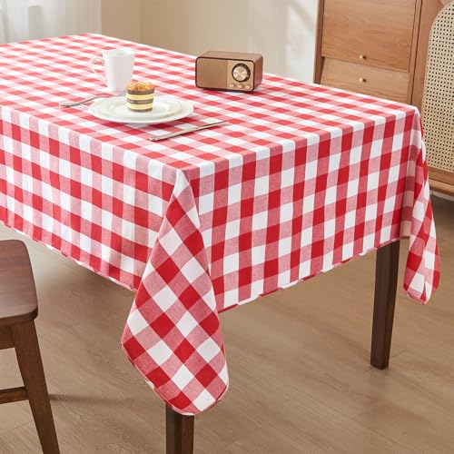 WAITER TREE Karierte Tischdecke Rot 140 x 180 cm Wasserdicht Eckig Baumwoll-Polyester-Mischung Esstisch Dekoration von WAITER TREE