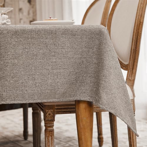 WAITER TREE Tischdecke leinen Hochwertig Abwaschbar Tischtuch Pflegeleichte Leinenoptik Wasserdicht Tischdecke Lotuseffekt Reisbraun 145 x 215 cm von WAITER TREE