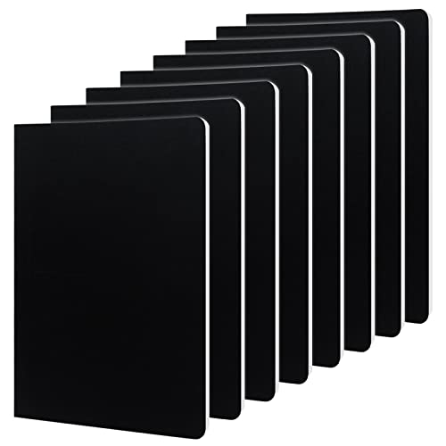 WAIZHIUA 8 Stück A5 Notizblock 14x21cm Liniert Notizbücher 92 Seiten/46 Blätter Kopie Dickes Papier Reisetagebuch mit Softcover zum Schreibblock Tagebuch Notizblöcke Memo, Schwarz von WAIZHIUA