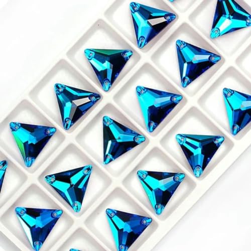 Kristall-Strasssteine zum Aufnähen, Glasperlen, flache Rückseite, Strass, Nähen für Kleidung, Blau, Zirkonia, 16 mm, 36 Stück von WAJIJD