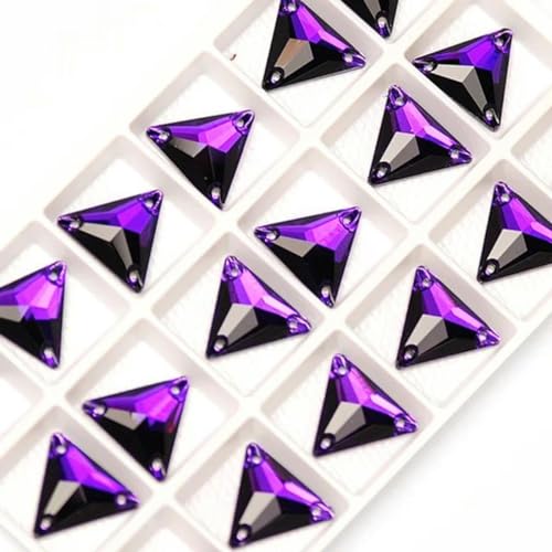 Kristall-Strasssteine zum Aufnähen, Glasperlen, flache Rückseite, Strass, Nähen für Kleidung, violetter Samt, 12 mm, 24 Stück von WAJIJD