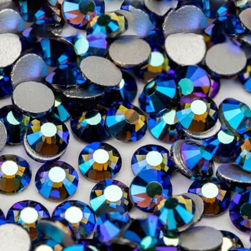 SS4-SS30 AAAAA Mehrfarbige AB-Glas-Strasssteine, Kristall-Glitzer-Strasssteine, flache Rückseite, zum Aufkleben, für Nagelkunst, schwarzer Diamant, AB-SS20, 1440 Stück von WAJIJD