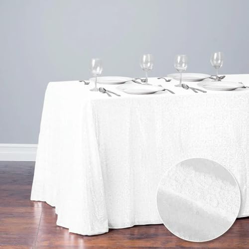 WAJIJD Glitzer-Pailletten-Tischdecke, rechteckige Tischdecke, rotgoldene Tischdecke für Hochzeit, Geburtstag, Party, Heimdekoration, individuelle Größe, Weiß, 150 x 300 cm WAJIJD Glitzer-Pailletten-Tischdecke, rechteckige Tischdecke, rotgoldene Tischdecke für Hochzeit, Geburtstag, Party, Heimdekoration, individuelle Größe, Weiß, 150 x 300 cm von WAJIJD