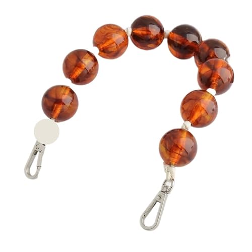 WAJJWI 2 PCS Vintage 35 cm Harz Kurze Perlenkette for Geldbörse Schultertaschen Handwerk Armband Ersatz Griff Zubehör Für Umhängetasche Tote(Brown) von WAJJWI