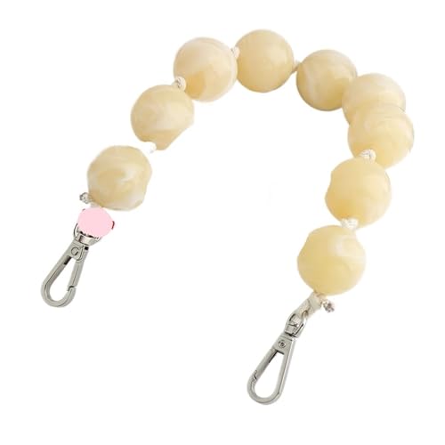 WAJJWI 2 PCS Vintage 35 cm Harz Kurze Perlenkette for Geldbörse Schultertaschen Handwerk Armband Ersatz Griff Zubehör Für Umhängetasche Tote(Yellow) von WAJJWI