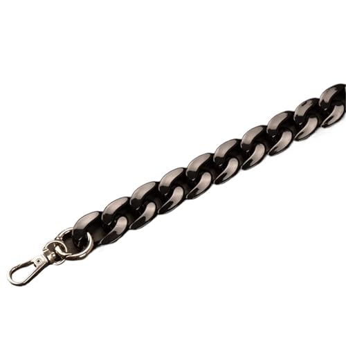 WAJJWI 2 Stück 27–140 cm Taschenkette Taschengurt Harzketten High Light DIY Tasche Verlängert Einzel-Schulterhand Crossbody-Gurt Unterarmtasche Für Umhängetasche Tote(Black,27cm) von WAJJWI