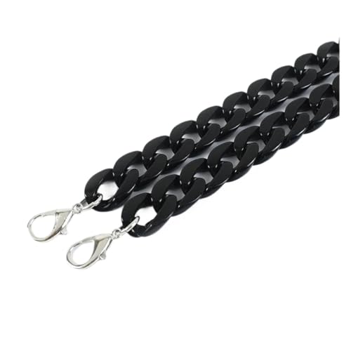 WAJJWI 2 Stück 60 cm Taschenkette Damentasche Schultergurt breite Harzketten Geldbörse Griff ersetzen Handtasche Teile Zubehör Für Umhängetasche Tote(Black) von WAJJWI