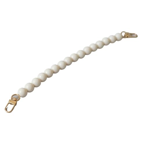 WAJJWI 2 Stück Perlen-Handtaschenkette, austauschbare Taschenteile, Zubehör, Handtaschengurt, Harz, Telefonhüllen-Zubehör, handgefertigtes Armband Für Umhängetasche Tote(White) von WAJJWI