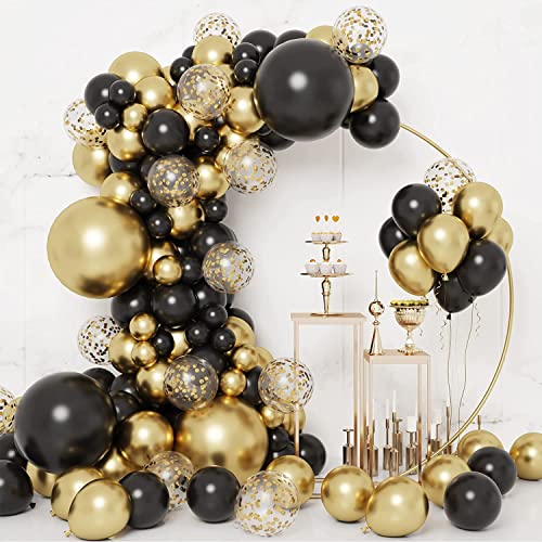 Black Gold Balloons Arch Garland Kit, 133Pcs Black and Gold Balloon Arch Kit with Confetti Latex Balloon for Birthday, Graduation, New Year, Baby Shower, Anniversary Decoration von WAKSOX