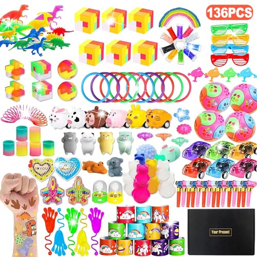 136 Stück Mitgebsel Kindergeburtstag Mitgebsel Set, Kindergeburtstag Gastgeschenke Give Aways Pinata Party Favor Kleinspielzeug für Kinder Mädchen Jungen Mitgebsel Gastgeschenke für Partybeutelfüller von WAKSOX