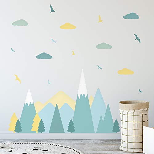 WALPLUS 24 Stück 60x90cm Bunte Berglandschaft Grüner skandinavischer Stil Wandaufkleber Wandtattoo Kinderzimmer Dekorationsaufkleber Schlafzimmer Wohnzimmer Mädchen WALPLUS 24 Stück 60x90cm Bunte Berglandschaft Grüner skandinavischer Stil Wandaufkleber Wandtattoo Kinderzimmer Dekorationsaufkleber Schlafzimmer Wohnzimmer Mädchen von WALPLUS