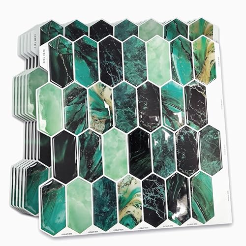 WALPLUS 6 Pcs 3D Fliesenaufkleber 30.5x30.5cm Mosaikfliesen Selbstklebend Glänzende Klebefliesen Küche Wasserfeste Fliesenaufkleber Bad Epoxidharz Finish Klebefliesen Grün Metro für Bad und Küche WALPLUS 6 Pcs 3D Fliesenaufkleber 30.5x30.5cm Mosaikfliesen Selbstklebend Glänzende Klebefliesen Küche Wasserfeste Fliesenaufkleber Bad Epoxidharz Finish Klebefliesen Grün Metro für Bad und Küche von WALPLUS