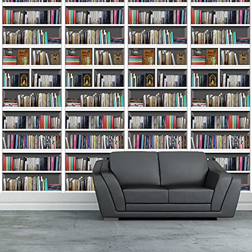 Walplus Bibliothek Bücherregal Wandaufkleber - Mehrfarbig, 90 x 60 x 4 cm von WALPLUS