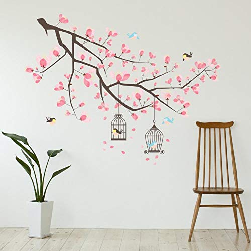 Wallflexi Wand Sticker Zweig Cherry Blossom Wandkunst Wandmalerei Entfernbarer Selbstklebend Aufkleber Büro Wohndeko, Mehrfarbig von WALPLUS