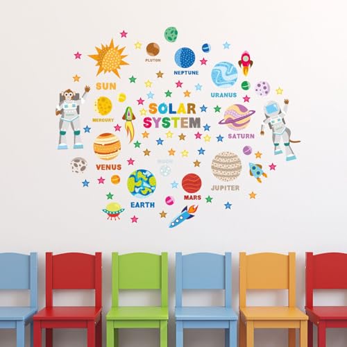Walplus Wandsticker selbstklebend Wand Aufkleber Kinderzimmer Kinder Kinder Jungen Mädchen Educational Solar System Sonne Erde Mond Venus Mars Pluto Wandbild Kunst Abziehbilder Vinyl Home Dekoration DIY Living Schlafzimmer Dekor Tapete 125 x 125 cm, mehrfarbig Walplus Wandsticker selbstklebend Wand Aufkleber Kinderzimmer Kinder Kinder Jungen Mädchen Educational Solar System Sonne Erde Mond Venus Mars Pluto Wandbild Kunst Abziehbilder Vinyl Home Dekoration DIY Living Schlafzimmer Dekor Tapete 125 x 125 cm, mehrfarbig von WALPLUS