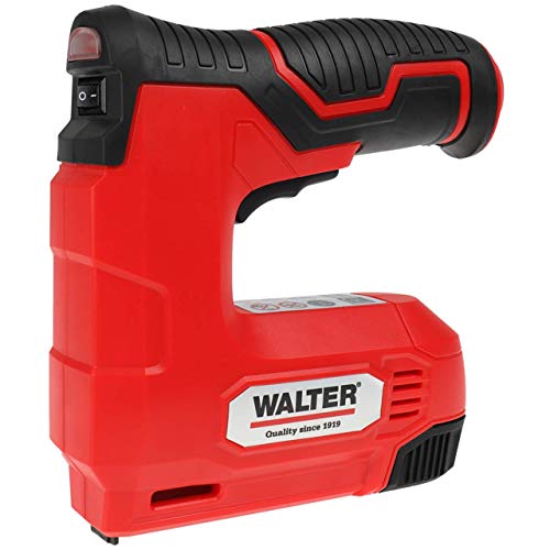 WALTER Akku-Tacker 4 V, 30 Schuss/Min, Klammern Typ 53 & Nägel Typ 47, Füllstandsanzeige, Auslösesicherung, Softgrip, Li-Ion Akku, inkl. Zubehör, Ideal für Haushalt, Polstermöbel, Heimwerken WALTER Akku-Tacker 4 V, 30 Schuss/Min, Klammern Typ 53 & Nägel Typ 47, Füllstandsanzeige, Auslösesicherung, Softgrip, Li-Ion Akku, inkl. Zubehör, Ideal für Haushalt, Polstermöbel, Heimwerken von WALTER