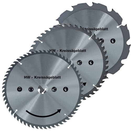 WALTER Hartmetall Sägeblatt-Set 250 mm, Sägeblatt, Hartmetall Kreissägeblätter, Optimal für das Schneiden von Holz Spanplatten Kunststoffe und Nichteisenmetalle von WALTER