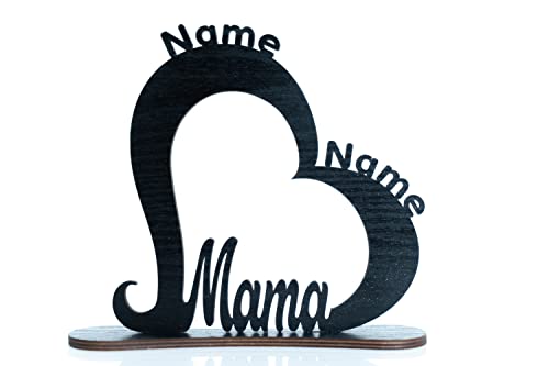 Waluna® Mama Muttertagsgeschenk Herz personalisiert mit Zwei Namen und Datum Herzen zum Muttertag Geburtstag in 12 Farben Tischdeko von WALUNA