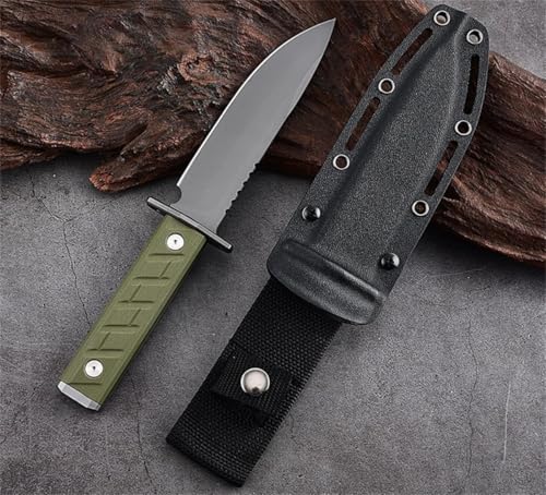 WANAHTON 0006 Vollflächige Feste Klinge überlebensmesser, 5,9 Zoll Cpm 3v Drop Point Klinge, Grüner G10 Griff, Festes Messer Mit Kydex Scheide, Ideal Für Outdoor Camping Und Jagd (Grün) von WANAHTON
