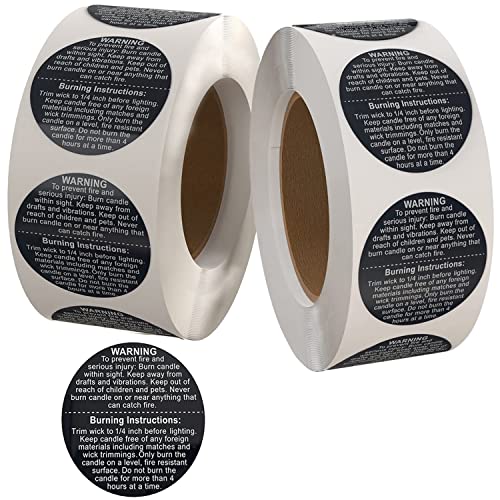 Schwarze Warnschilder, Kerzen, Sicherheitsaufkleber, 3,8 cm, für selbstgemachte Kerzengläser, 1000 Stück Schwarze Warnschilder, Kerzen, Sicherheitsaufkleber, 3,8 cm, für selbstgemachte Kerzengläser, 1000 Stück von WANBAO