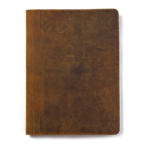 Wanderings Vintage Leder-Padfolio – 25,4 x 33 cm – Professioneller Organizer Und Lebenslaufmappe, Antikleder-Dokumentenmappe Mit Schreibblock Ideales Geschenk Für Männer Und Frauen von WANDERINGS