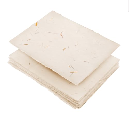 Wanderings A5 Handmade Straw Deckle Edge Blank Paper - 5.25x8.25” - Pack of 50 - Watercolor/Mixed Media Paper - Wedding Invitations, Letterpress, Greeting Cards, Table Menus - Thick 150 GSM Wanderings A5 Handmade Straw Deckle Edge Blank Paper - 5.25x8.25” - Pack of 50 - Watercolor/Mixed Media Paper - Wedding Invitations, Letterpress, Greeting Cards, Table Menus - Thick 150 GSM von WANDERINGS