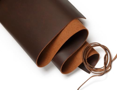 Wanderings Echtlederblätter Für Lederhandwerk – Enthält 1 Blatt (30,5 x 61 cm) + Lederband (91cm) – Quadrate Aus Vollnarbigem Büffelleder – Ideal Für Schmuck, Ledergeldbörsen, Kunsthandwerk von WANDERINGS