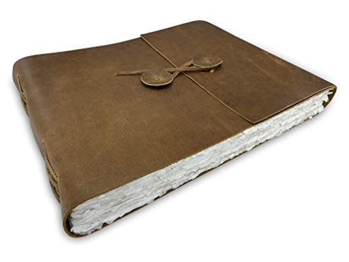 Wanderings Leder-Aquarelljournal – 25 x 32 cm – Großes Album aus echtem Leder mit handgeschöpftem Büttenpapier für Aquarellalben, Kunstjournale, Scrapbooks, Skizzenbücher und Zeichenblöcke – 350 gsm von WANDERINGS