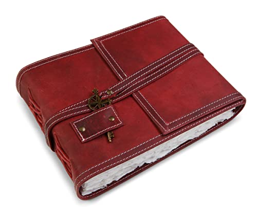 Wanderings Rotes Leder Aquarell Tagebuch – 15x20 cm – Echtes Leder Kunsttagebuch Mit Handgeschöpftem Büttenpapier – 350 GSM Kaltgepresstes Papier – Scrapbook, Aquarellalbum, Skizzenbuch, Zeichenblock Wanderings Rotes Leder Aquarell Tagebuch – 15x20 cm – Echtes Leder Kunsttagebuch Mit Handgeschöpftem Büttenpapier – 350 GSM Kaltgepresstes Papier – Scrapbook, Aquarellalbum, Skizzenbuch, Zeichenblock von WANDERINGS
