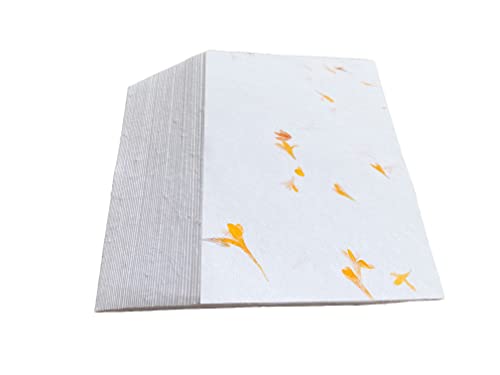 Wanderings handgefertigte weiße Papierkarten mit echten Blütenblättern - 11 x 16 cm - Packung mit 50 - Papier für Ankündigungskarten, Einladungen, Bastelarbeiten - Dickes 130 GSM von WANDERINGS