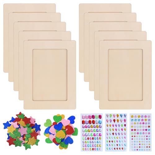 WANDGU 10 Stück Bilderrahmen Bastelset: 14x19 cm Bilderrahmen für DIY mit Glitzersteine Glitter und Moosgummi Sticker, Fotorahmen Holzrahmen, Holz Bastelrahmen für Jungen Mädchen Kindergeburtstag WANDGU 10 Stück Bilderrahmen Bastelset: 14x19 cm Bilderrahmen für DIY mit Glitzersteine Glitter und Moosgummi Sticker, Fotorahmen Holzrahmen, Holz Bastelrahmen für Jungen Mädchen Kindergeburtstag von WANDGU