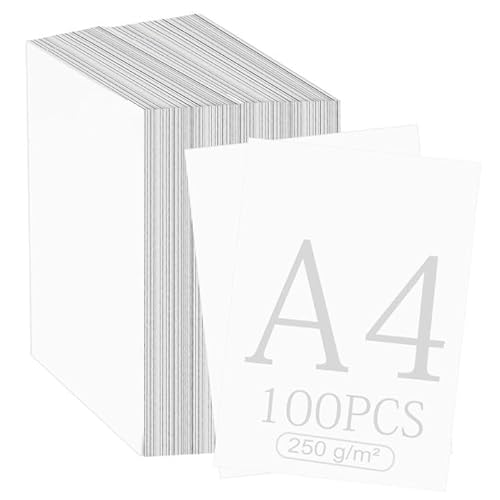 WANDGU 100 Blatt Weißer Dickes Papier A4 250g/m²: Kartonpapier DIN A4 21x29,7 cm, Dicker Druckerpapier Bastelkarton für Hochzeitseinladungen, Menükarten, Scrapbooking, DIY-Bedarf, Malen und Basteln von WANDGU