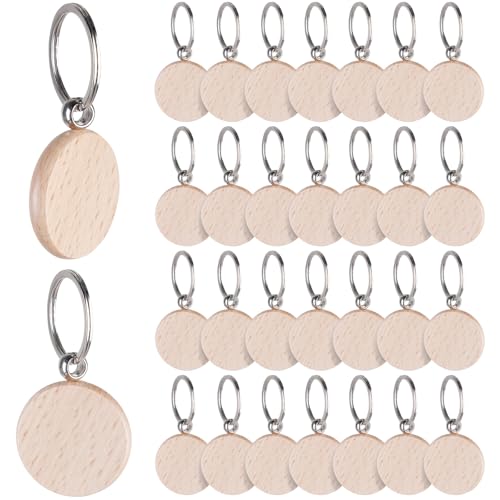 WANDGU 30 Stück Schlüsselanhänger Holz: Personalisierte Runde Leer Schlüsselanhänger, Blanko DIY Schlüsselanhänger Wooden, Rund Wooden Keychain Schlüsselring für DIY, Malerei, Dekoration, Geschenke WANDGU 30 Stück Schlüsselanhänger Holz: Personalisierte Runde Leer Schlüsselanhänger, Blanko DIY Schlüsselanhänger Wooden, Rund Wooden Keychain Schlüsselring für DIY, Malerei, Dekoration, Geschenke von WANDGU
