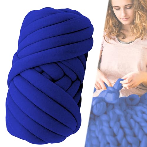 WANDGU 500g Bulky Armstricken Wolle: Dicke Wolle Sperrige Handstrickgarn, Häkel Wolle Chunky Yarn, Roving Garn zum Handstricken Häkeln für Taschen, Decken, Körbe, Haustiernester, DIY (Blau) von WANDGU