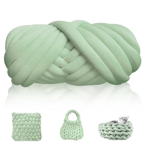 WANDGU 500g Bulky Armstricken Wolle: Dicke Wolle Sperrige Handstrickgarn, Häkel Wolle Chunky Yarn, Roving Garn zum Handstricken Häkeln für Taschen, Decken, Körbe, Haustiernester, DIY (Grün) von WANDGU