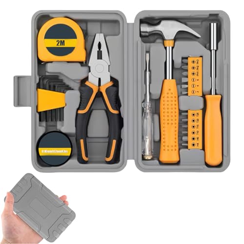 WANDGU 57×24.5×27.5 cm 24 Stück Werkzeugkoffer: Mini Werkzeug Set, Haushaltswerkzeug-Set, Fahrrad Auto Werkzeug-Sets, Tragbar Werkzeugkasten, Heimwerker Werkzeugset für Reparaturen, Haus, Hammer von WANDGU