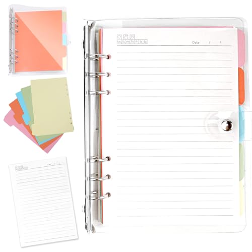 WANDGU Binder Notizbuch: A5 Transparent Ringbuchhülle, Soft PVC Notebook Ringbuch 6 Runde, A5 Nachfüllbar, Binder Tagebuch mit A5-Füllpapier Ringbuch mit Teiler für Büro Schule Journal Buch WANDGU Binder Notizbuch: A5 Transparent Ringbuchhülle, Soft PVC Notebook Ringbuch 6 Runde, A5 Nachfüllbar, Binder Tagebuch mit A5-Füllpapier Ringbuch mit Teiler für Büro Schule Journal Buch von WANDGU