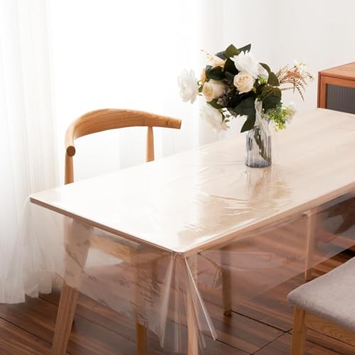 WANDGU PVC Tischdecke Transparent: 140 X 220cm PVC Tischfolie Tischdecke, Transparent Tischdecke, Wasserdicht Abwaschbar PVC Tischdecke, Fettdicht Tischschutzfolie für Outdoor, Küche, Picknick WANDGU PVC Tischdecke Transparent: 140 X 220cm PVC Tischfolie Tischdecke, Transparent Tischdecke, Wasserdicht Abwaschbar PVC Tischdecke, Fettdicht Tischschutzfolie für Outdoor, Küche, Picknick von WANDGU