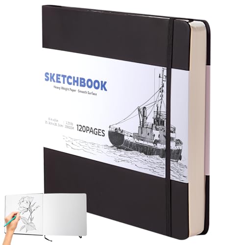 WANDGU Skizzenbuch 20 x 20cm: Zeichenblock Skizzenpapier, Sketchbook Skizzenpapier zum Zeichnen Malblock, 200g/m² Dickes Papier (60 Blatt/120 Seiten) von WANDGU