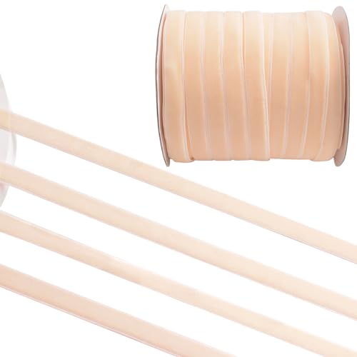 CRAFFANCY Beigefarbenes Samtband, 45,7 m, 1 cm, einseitiges Samtband, Vintage, Seidenweiches Band für Hochzeit, Blumenstrauß, Weihnachtsdekoration CRAFFANCY Beigefarbenes Samtband, 45,7 m, 1 cm, einseitiges Samtband, Vintage, Seidenweiches Band für Hochzeit, Blumenstrauß, Weihnachtsdekoration von WANDIC