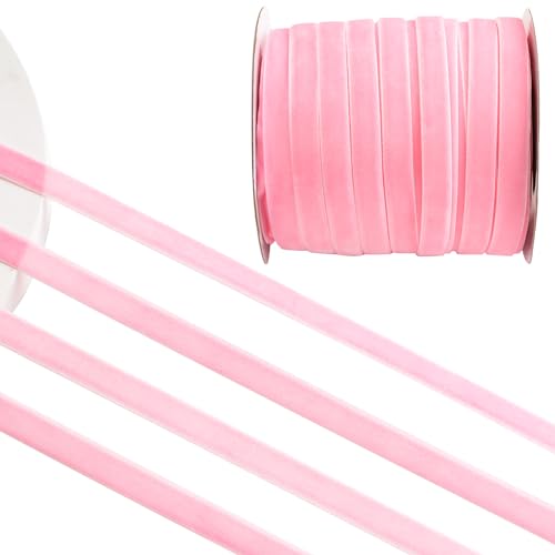 CRAFFANCY Pinkes Samtband, 45,7 m, 1 cm, einseitiges Samtband, Vintage, Seidenweiches Band für Hochzeit, Blumenstrauß, Weihnachtsdekoration CRAFFANCY Pinkes Samtband, 45,7 m, 1 cm, einseitiges Samtband, Vintage, Seidenweiches Band für Hochzeit, Blumenstrauß, Weihnachtsdekoration von WANDIC