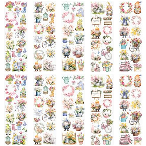 WANDIC 10 Blatt Transfer-Aufkleber, Frühlingsblumen-Aufkleber, Rose, Tulpe, Zwergpuppe, Aufkleber für DIY, Scrapbooking, Fotoalben, Möbel, 30 x 9,9 cm WANDIC 10 Blatt Transfer-Aufkleber, Frühlingsblumen-Aufkleber, Rose, Tulpe, Zwergpuppe, Aufkleber für DIY, Scrapbooking, Fotoalben, Möbel, 30 x 9,9 cm von WANDIC