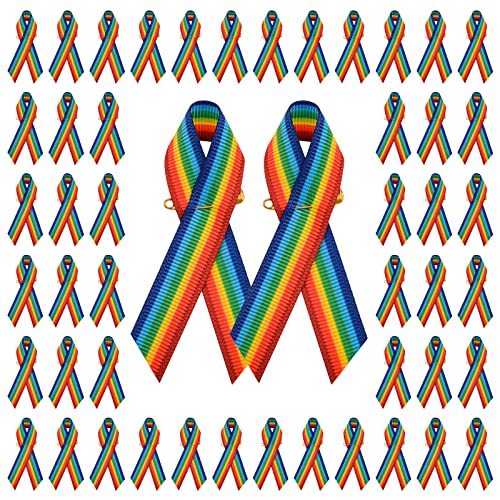 WANDIC Regenbogenbandnadel-Set, 100 Stück, Satin-Regenbogen-Anstecknadeln, Stil 2 von WANDIC