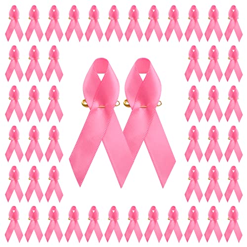 WANDIC 100 Stück rosa Bewusstseinsbänder für Brustkrebs-Bewusstseins-Bänder für Frauen von WANDIC