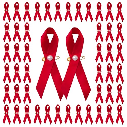WANDIC 100 Stück rote Satin-Brosche mit Perle, Herzkrankheiten, HIV/AIDS, Drogenprävention, Brosche mit Sicherheitsnadel für Männer und Frauen, Aktivitäten, Veranstaltungen, 100, Polyester WANDIC 100 Stück rote Satin-Brosche mit Perle, Herzkrankheiten, HIV/AIDS, Drogenprävention, Brosche mit Sicherheitsnadel für Männer und Frauen, Aktivitäten, Veranstaltungen, 100, Polyester von WANDIC