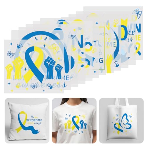 WANDIC 12 x gelbe und blaue Bänder zum Aufbügeln auf Transfer-Aufkleber, Down-Syndrom, Bewusstseinsband, Wohltätigkeitsorganisation, Event-Aufkleber für Kleidung, Dekorationen WANDIC 12 x gelbe und blaue Bänder zum Aufbügeln auf Transfer-Aufkleber, Down-Syndrom, Bewusstseinsband, Wohltätigkeitsorganisation, Event-Aufkleber für Kleidung, Dekorationen von WANDIC