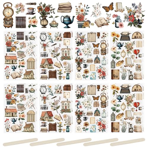 WANDIC 16 Blatt Transfer-Aufkleber, Vintage-Thema, Retro-Kleid, DIY-Scrapbook für Grußkarten, Geschenkverpackungen, Dekoration WANDIC 16 Blatt Transfer-Aufkleber, Vintage-Thema, Retro-Kleid, DIY-Scrapbook für Grußkarten, Geschenkverpackungen, Dekoration von WANDIC